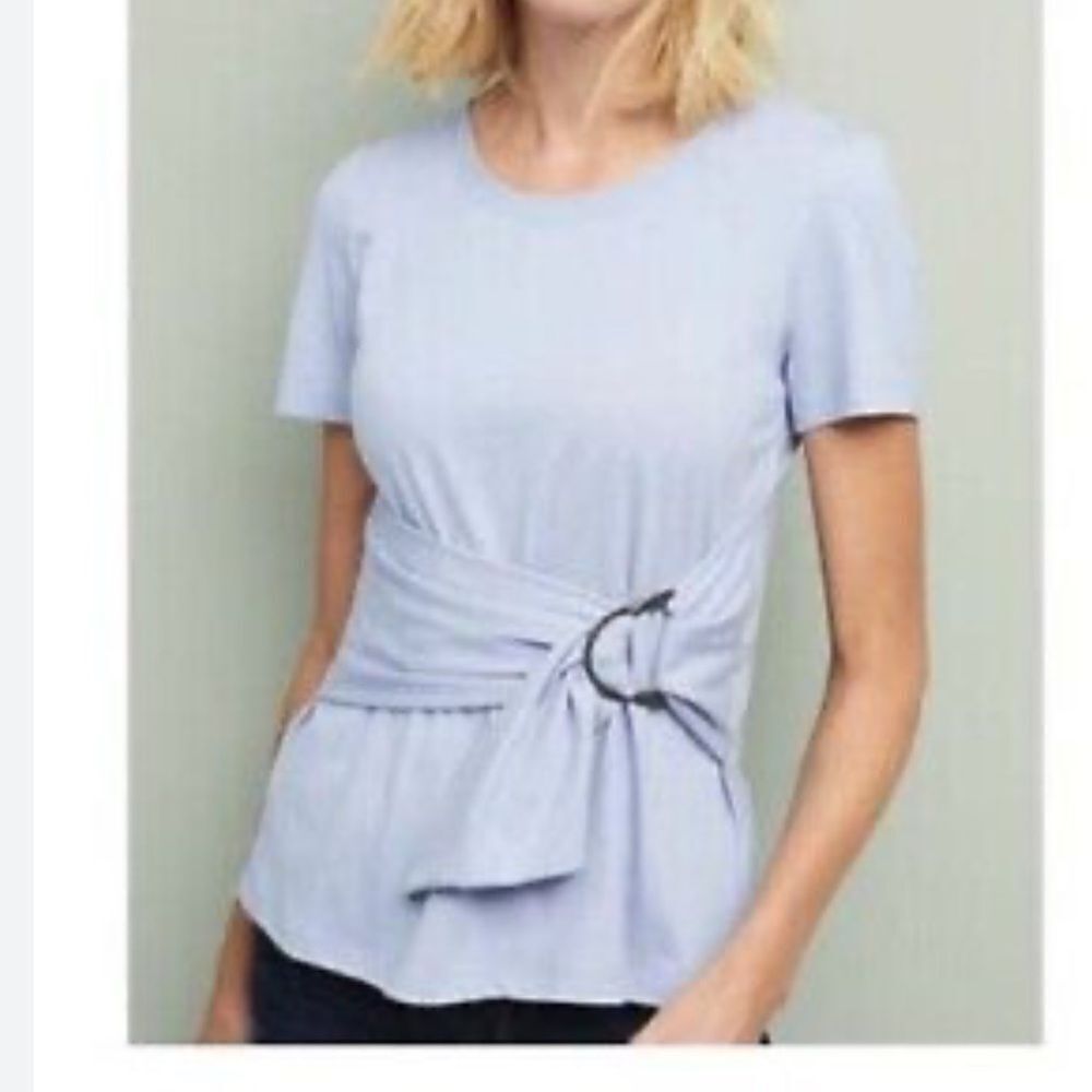 Maeve Anthropologie Size small Periwinkle Short Sleeve Dakota Shirt Front Belt